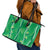 Hawaii Maile Lei Leather Tote Bag With Green Monstera Pattern