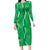 Hawaii Maile Lei Long Sleeve Bodycon Dress With Green Monstera Pattern