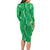 Hawaii Maile Lei Long Sleeve Bodycon Dress With Green Monstera Pattern