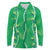 Hawaii Maile Lei Long Sleeve Polo Shirt With Green Monstera Pattern