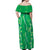 Hawaii Maile Lei Off Shoulder Maxi Dress With Green Monstera Pattern