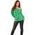 Hawaii Maile Lei Off Shoulder Sweater With Green Monstera Pattern