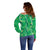 Hawaii Maile Lei Off Shoulder Sweater With Green Monstera Pattern