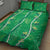 Hawaii Maile Lei Quilt Bed Set With Green Monstera Pattern