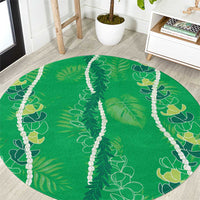 Hawaii Maile Lei Round Carpet With Green Monstera Pattern LT05 Green - Polynesian Pride