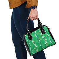 Hawaii Maile Lei Shoulder Handbag With Green Monstera Pattern LT05 - Polynesian Pride