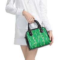Hawaii Maile Lei Shoulder Handbag With Green Monstera Pattern LT05 - Polynesian Pride