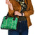 Hawaii Maile Lei Shoulder Handbag With Green Monstera Pattern