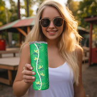 Hawaii Maile Lei Skinny Tumbler With Green Monstera Pattern
