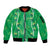 Hawaii Maile Lei Sleeve Zip Bomber Jacket With Green Monstera Pattern