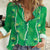 Hawaii Maile Lei Women Casual Shirt With Green Monstera Pattern