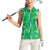 Hawaii Maile Lei Women Sleeveless Polo Shirt With Green Monstera Pattern