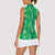 Hawaii Maile Lei Women Sleeveless Polo Shirt With Green Monstera Pattern