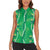 Hawaii Maile Lei Women Sleeveless Polo Shirt With Green Monstera Pattern