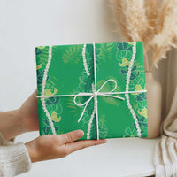 Hawaii Maile Lei Wrapping Paper With Green Monstera Pattern - Polynesian Pride