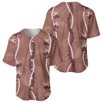 Hawaii Maile Lei Baseball Jersey With Brown Monstera Pattern