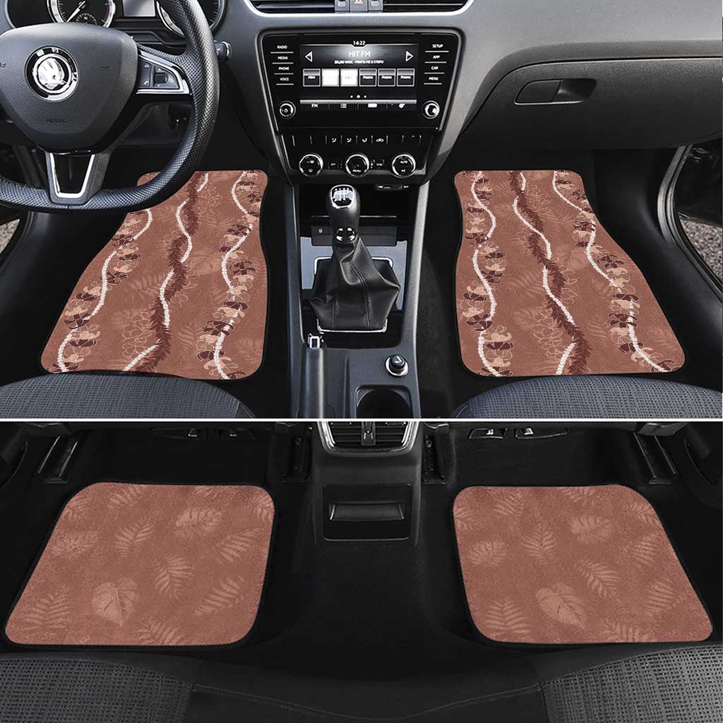 Hawaii Maile Lei Car Mats With Brown Monstera Pattern