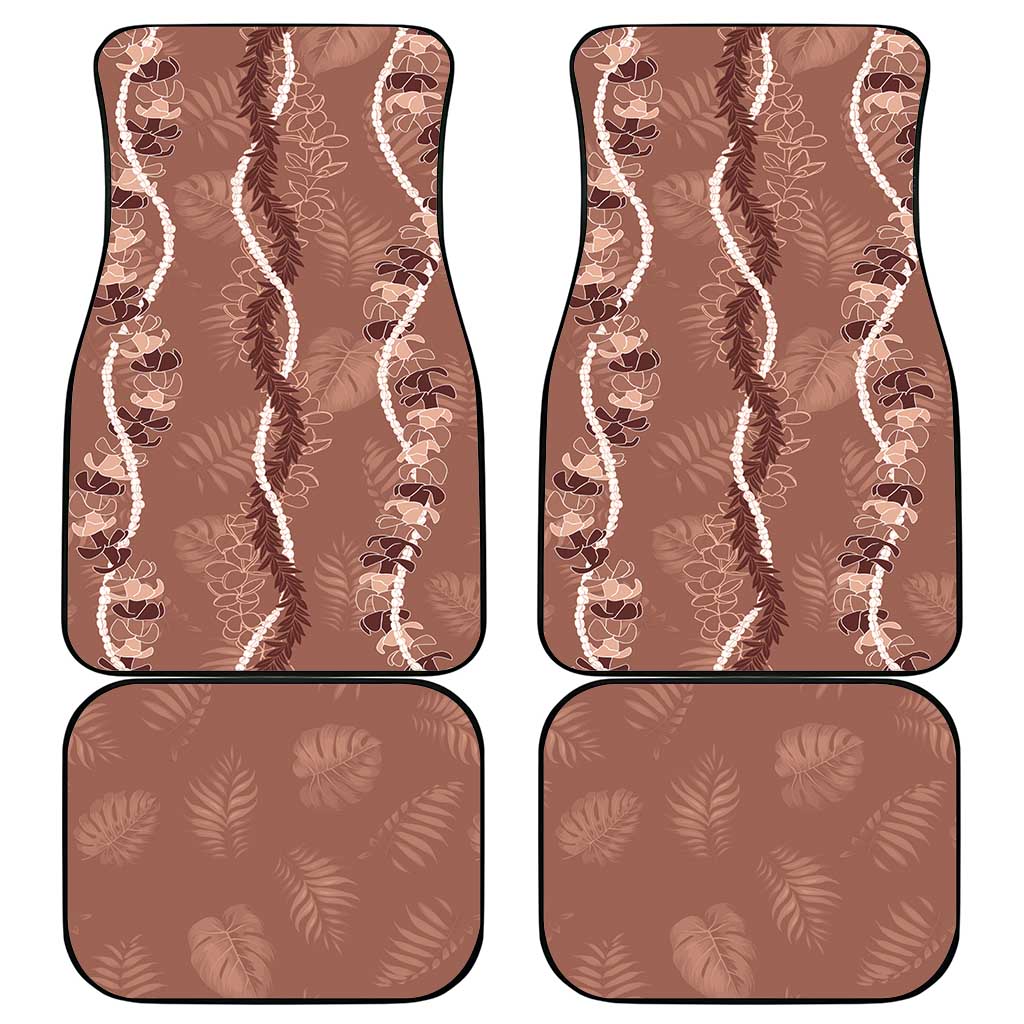Hawaii Maile Lei Car Mats With Brown Monstera Pattern