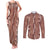 Hawaii Maile Lei Couples Matching Tank Maxi Dress and Long Sleeve Button Shirt With Brown Monstera Pattern