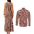 Hawaii Maile Lei Couples Matching Tank Maxi Dress and Long Sleeve Button Shirt With Brown Monstera Pattern