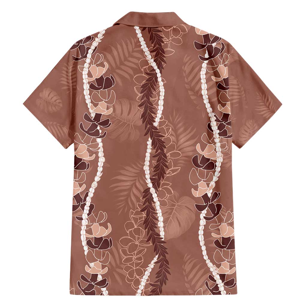 Hawaii Maile Lei Family Matching Off Shoulder Maxi Dress and Hawaiian Shirt With Brown Monstera Pattern