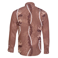 Hawaii Maile Lei Family Matching Off Shoulder Short Dress and Hawaiian Shirt With Brown Monstera Pattern