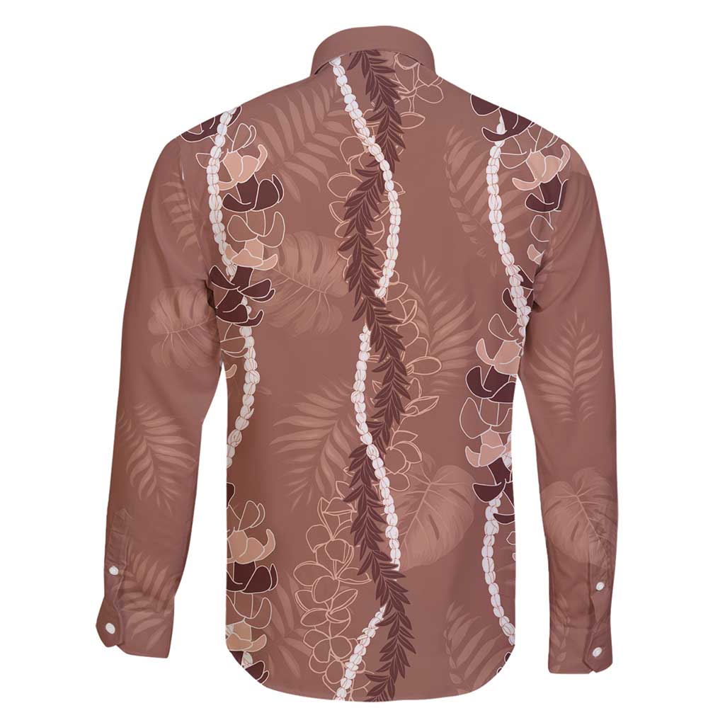 Hawaii Maile Lei Family Matching Summer Maxi Dress and Hawaiian Shirt With Brown Monstera Pattern