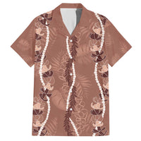 Hawaii Maile Lei Hawaiian Shirt With Brown Monstera Pattern