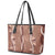 Hawaii Maile Lei Leather Tote Bag With Brown Monstera Pattern