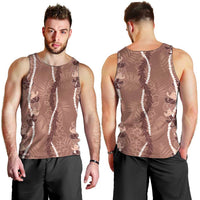 Hawaii Maile Lei Men Tank Top With Brown Monstera Pattern