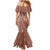 Hawaii Maile Lei Mermaid Dress With Brown Monstera Pattern