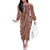 Hawaii Maile Lei Off The Shoulder Long Sleeve Dress With Brown Monstera Pattern