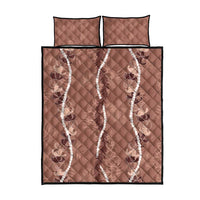 Hawaii Maile Lei Quilt Bed Set With Brown Monstera Pattern