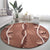 Hawaii Maile Lei Round Carpet With Brown Monstera Pattern