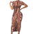 Hawaii Maile Lei Short Sleeve Bodycon Dress With Brown Monstera Pattern