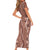 Hawaii Maile Lei Short Sleeve Bodycon Dress With Brown Monstera Pattern