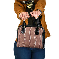 Hawaii Maile Lei Shoulder Handbag With Brown Monstera Pattern LT05 One Size Brown - Polynesian Pride