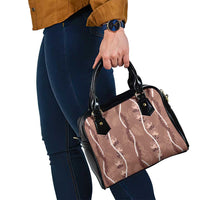 Hawaii Maile Lei Shoulder Handbag With Brown Monstera Pattern LT05 - Polynesian Pride
