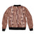 Hawaii Maile Lei Sleeve Zip Bomber Jacket With Brown Monstera Pattern