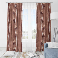 Hawaii Maile Lei Window Curtain With Brown Monstera Pattern