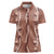 Hawaii Maile Lei Women Polo Shirt With Brown Monstera Pattern