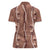 Hawaii Maile Lei Women Polo Shirt With Brown Monstera Pattern