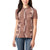 Hawaii Maile Lei Women Polo Shirt With Brown Monstera Pattern