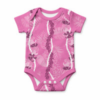 Hawaii Maile Lei Baby Onesie With Pink Monstera Pattern LT05 Pink - Polynesian Pride