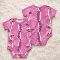 Hawaii Maile Lei Baby Onesie With Pink Monstera Pattern LT05 - Polynesian Pride