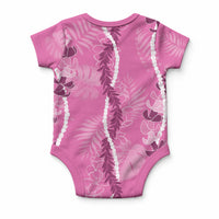 Hawaii Maile Lei Baby Onesie With Pink Monstera Pattern LT05 - Polynesian Pride