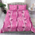 Hawaii Maile Lei Bedding Set With Pink Monstera Pattern