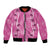 Hawaii Maile Lei Bomber Jacket With Pink Monstera Pattern