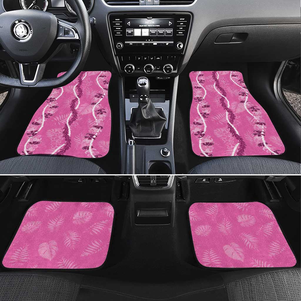 Hawaii Maile Lei Car Mats With Pink Monstera Pattern