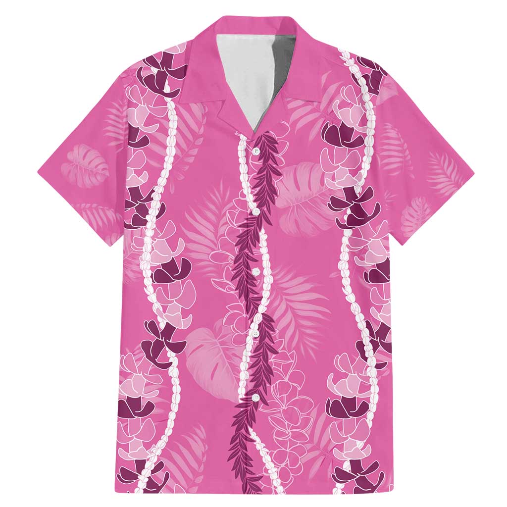 Hawaii Maile Lei Family Matching Mermaid Dress and Hawaiian Shirt With Pink Monstera Pattern